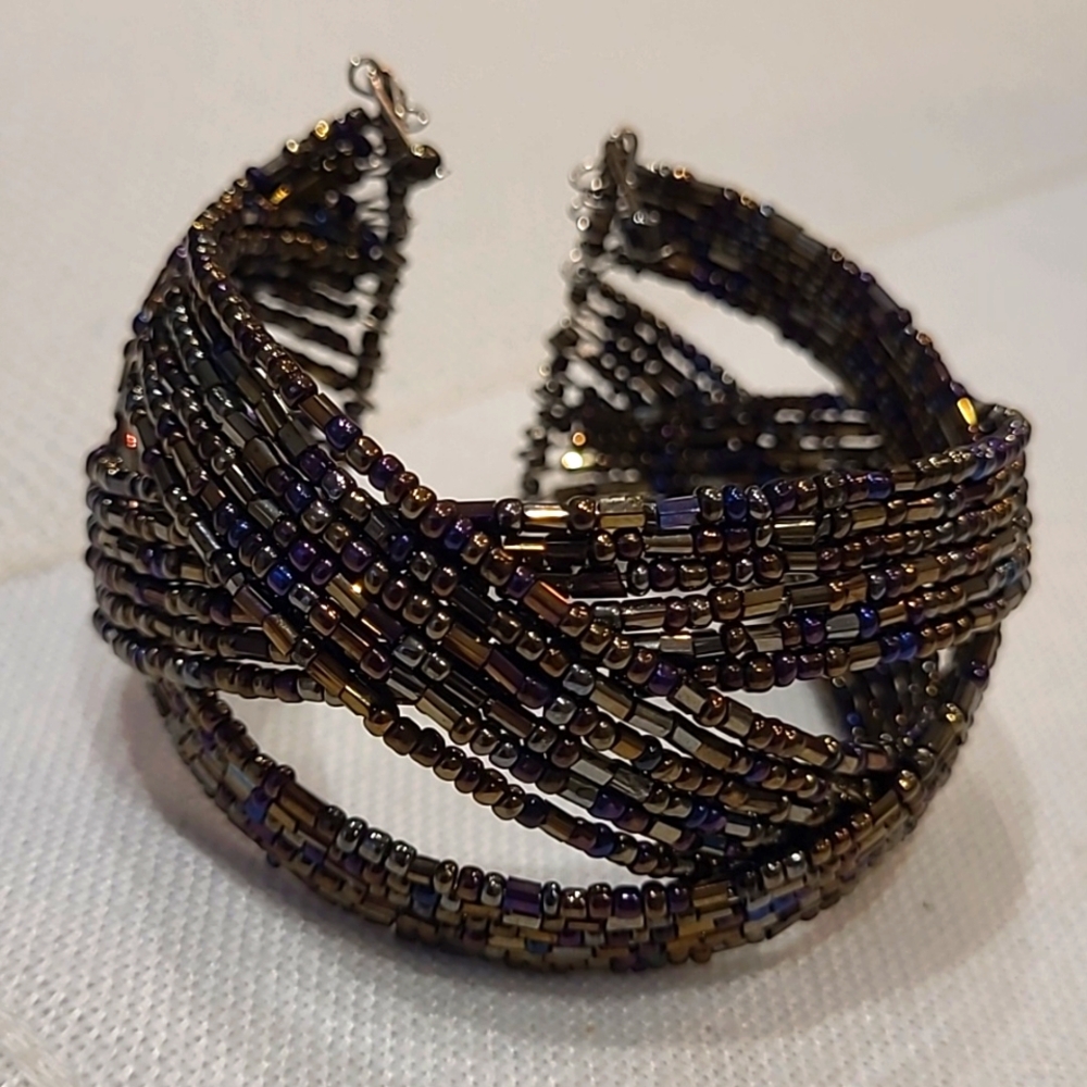 Metallic Beads Cuff Bracelet